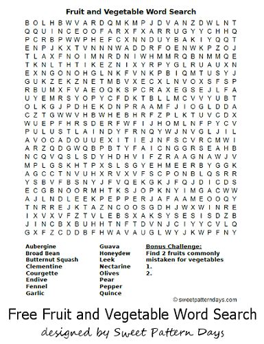 Fruit And Vegetable Word Search Girls Crafts Nutrition Activities