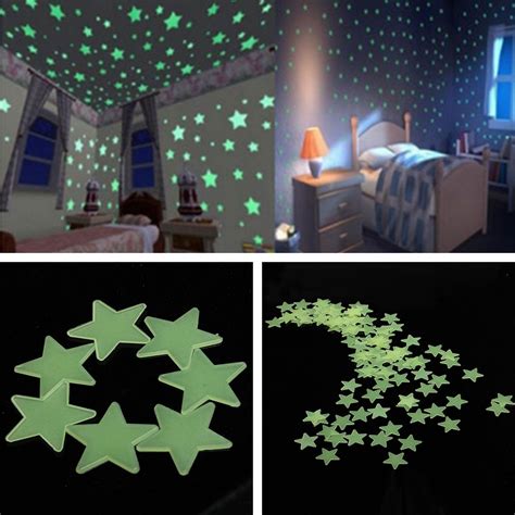 Easy way to turn a dull room into a romantic for those wanting to change their boring bedroom to a beautiful little galaxy, this glow in the dark stars is for yours. 100 Glow In The Dark Stars Shape Stickers for Home Ceiling ...