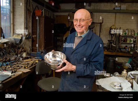 Silversmith Robert Lamb At His Workshop In Sheffield Stock Photo Alamy