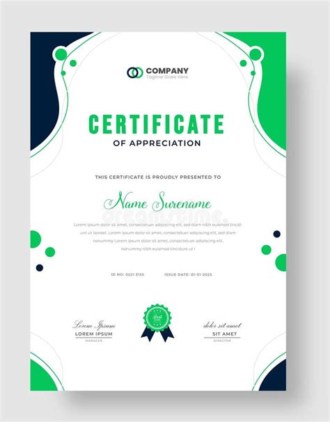 Abstract Clean Professional Green Certificate Of Appreciation Template