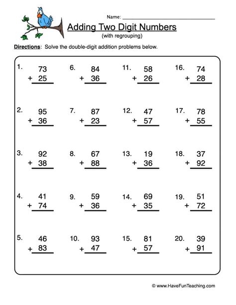 In part 2, choose the pronoun that best matches the verb in each sentence. Two Digit Addition Regrouping Worksheet • Have Fun Teaching