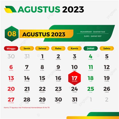 Kalender 2023 Agustus Png Vektoren Clipart Und Psd Zum Kostenlosen