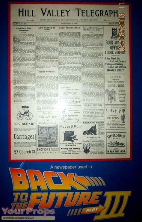 Back To The Future 3 September 4 1885 Hill Valley Telegraph Newspaper