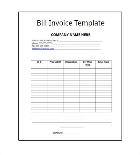 Free Billing Invoice Template Microsoft Word Master Template