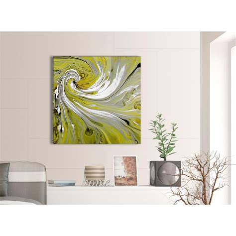 Modern Lime Green Swirls Abstract Canvas Wall Art