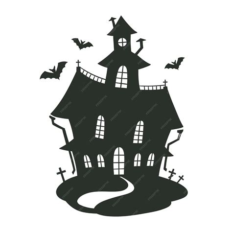 Premium Vector Cartoon Haunted House Silhouette Halloween Creepy