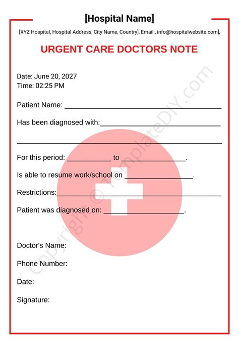 Urgent Care Doctors Note Printable Template in PDF & Word in 2023