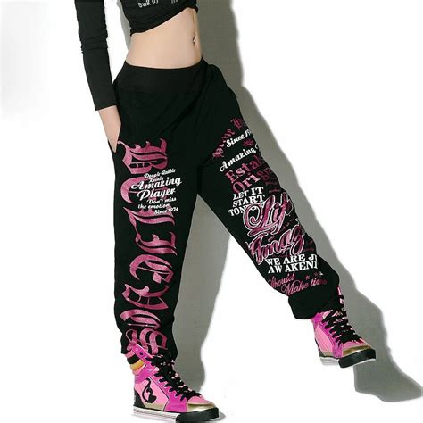 new fashion women harem hip hop wide leg pants dance costume doodle printing trousers loose