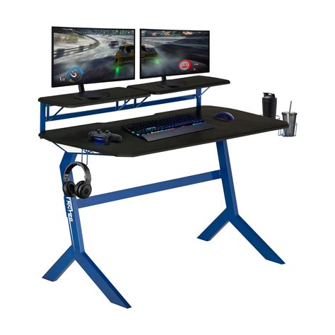 Techni Sport Blue Stryker Gaming Desk Blue