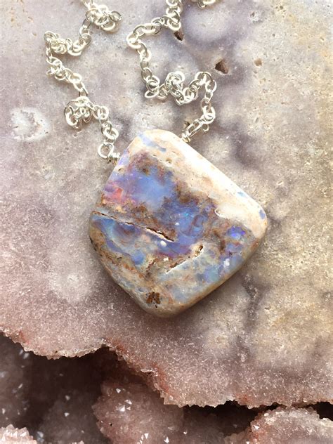 Raw Opal Pendant Necklace Opal Jewelry October Birthstone Etsy
