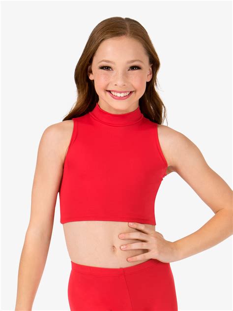 Girls Basic Mock Neck Tank Crop Top Kids Tops Body Wrappers Bwp063