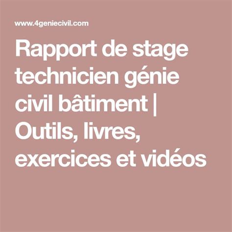 Rapport De Stage Technicien Génie Civil Bâtiment Génie Civil Rapport