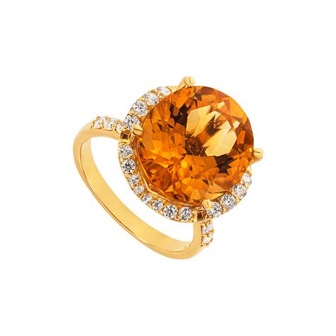 Nhẫn Vàng 18k đính đá Citrine Pnj Ctxmy000220