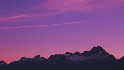 Free Download Horizon Mountains Pink Sky Sunset Wallpaper Background