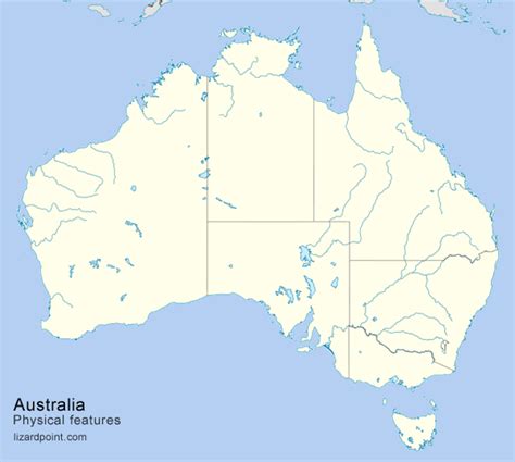 Physical Features Map Of Australia Cities And Towns Map