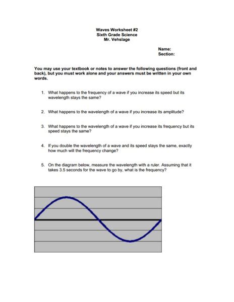 Waves Worksheet 2 Worksheet For 6th 8th Grade Lesson Planet