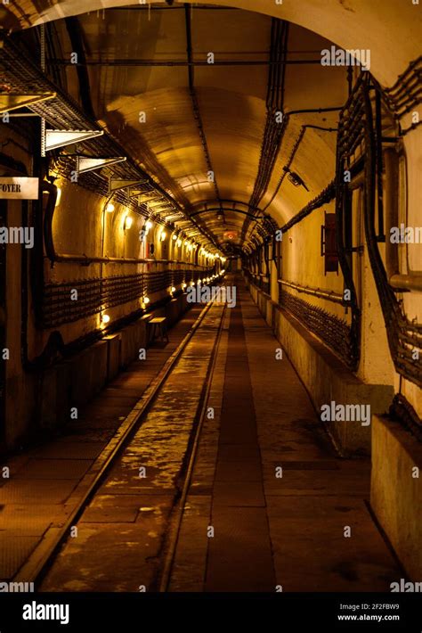 Long And Thin Underground Corridor In Simserhof Fortress Connecting