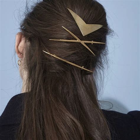 3pcsset Boho Geometric Gold Metal Hair Claws For Women Hairgrip Hair