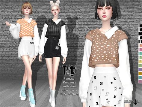 Tyty Knit Vest With Shirt Top By Helsoseira For The Sims 4 Sims 4