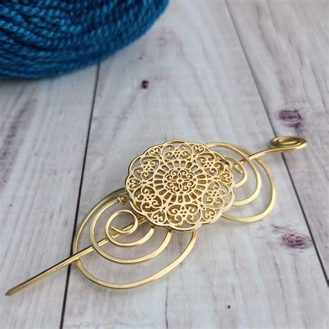 Victorian Lace Shawl Pin Gold Charmed Crafty Flutterby Creations