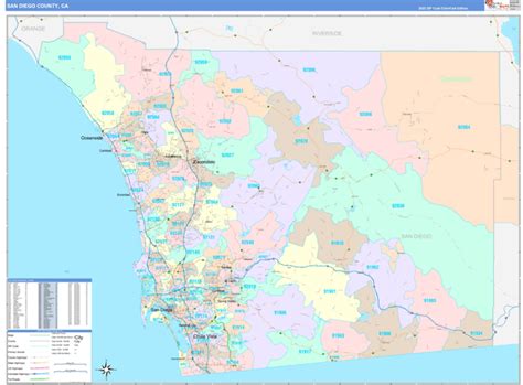San Diego County Ca Zip Code Maps Color Cast