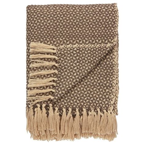 Soft Gray And Beige Geometric Woven Fringed Throw Blanket 50 X 60