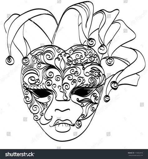 Hand Drawn Venetian Carnival Mask Stock Illustration 110002910