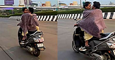 Video Of Mumbai Couple Hugging While Riding Scooty Goes Viral Netizens Demand Police Action