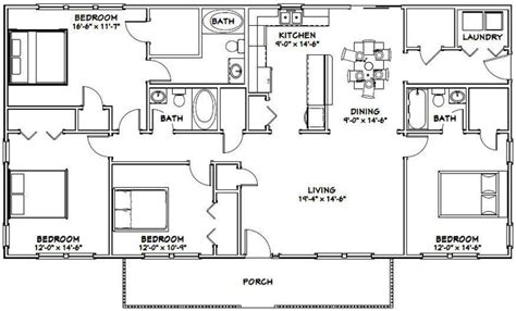 The master bedroom is quite spacious with 17' x 16' in size, and a private bathroom in it so that you can soak in the bath tub. 60x30 House -- 4 bedroom 3 Bath -- 1,800 sqft -- PDF Floor ...
