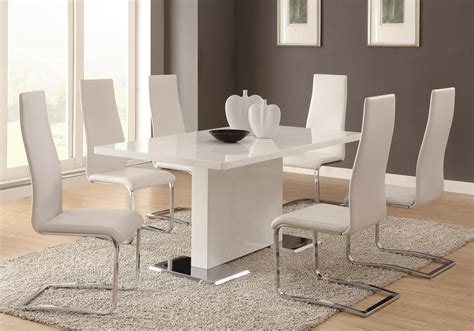 Monty White Lacquer Dining Set Collection Las Vegas Furniture Store Modern Home Furniture