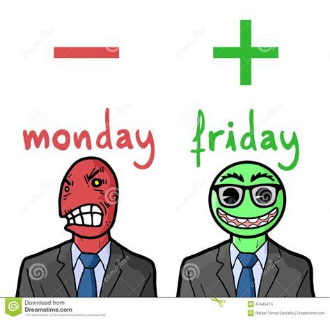 Monday And Friday Reactions Stock Vector - Illustration of expression, reactions: 47445474