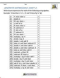 The best source for free algebra worksheets. Basic Algebra Worksheets