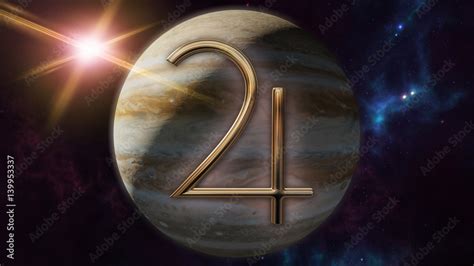 Jupiter Zodiac Horoscope Symbol And Planet 3D Rendering Stock
