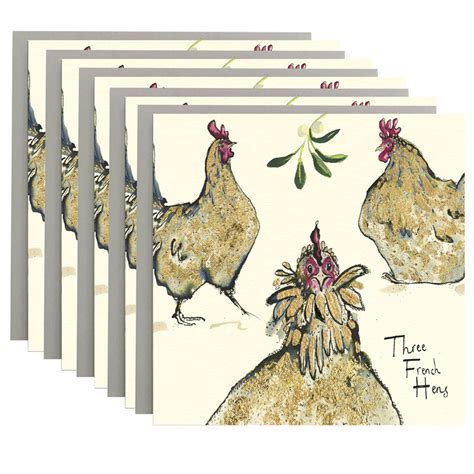 Three French Hens Christmas Card Pack Of Six By Anna Wright Ltd