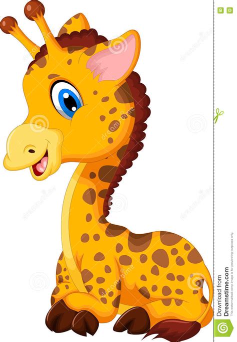 Cute Baby Giraffe Cartoon Sitting Stock Illustration
