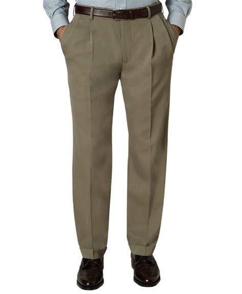 New Brooks Brothers Mens Tan Pleated Regent Fit Cuffed Dress Pants 33w