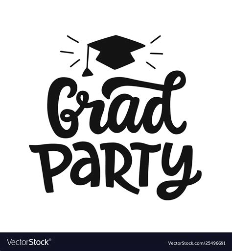 Grad Party Banner Graduation Lettering Royalty Free Vector
