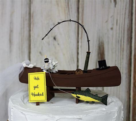 Fishing Wedding Cake Topper Fishing Boat And Fish Bride And
