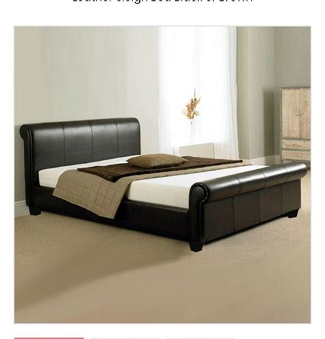 Super King Size Brown Faux Leather Bed Frame In Northfield