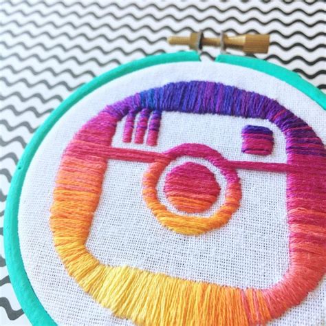 Hand Embroidered Instagram Logo Hello Hooray Hand Embroidery Art