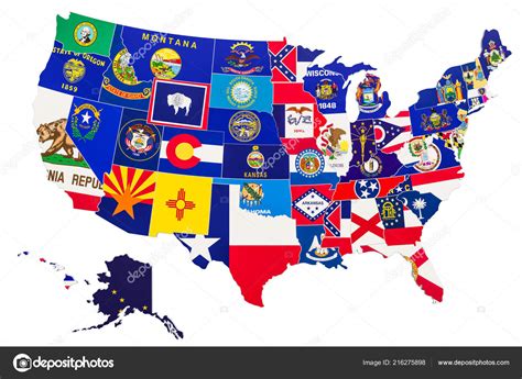 United States America Map State Flags Rendering Isola Vrogue Co