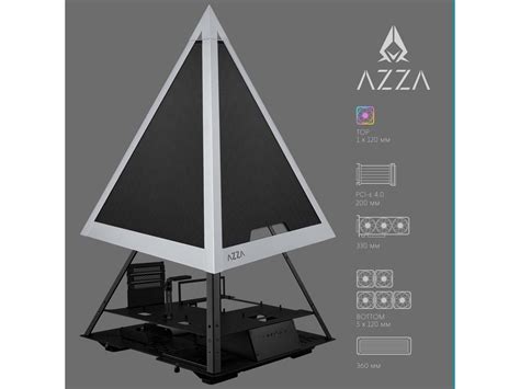 Azza Pyramid 804m Pcie 40 Included Gaming Cnc Atx Case Metal