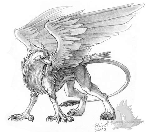 Pencil Gryphon Creature Drawings Mythical Creatures Fantasy