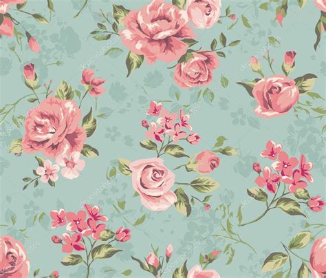 Classic Wallpaper Seamless Vintage Flower Pattern Background — Stock