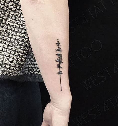 Pine Tree Tattoo On The Right Forearm
