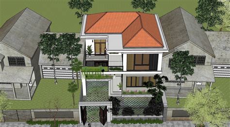 4215 Exterior House Scene Sketchup Model By Dinh Phon