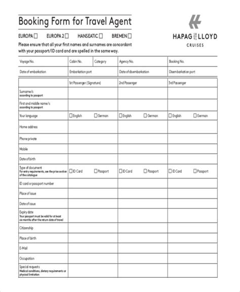 12 Travel Order Forms Free Samples Examples Format Download
