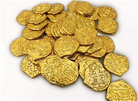 Seven Seas Pirates Coins Shiny Gold Doubloons Metal Party And Decorations