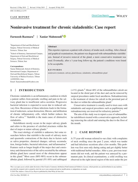 Pdf Noninvasive Treatment For Chronic Sialadenitis Case Report