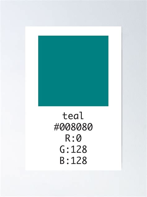 Teal Hex And Rgb Code Poster By Number3art Redbubble